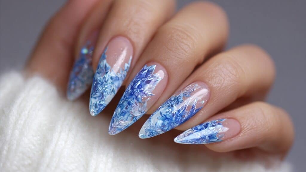 Icy Winter Glass Nails