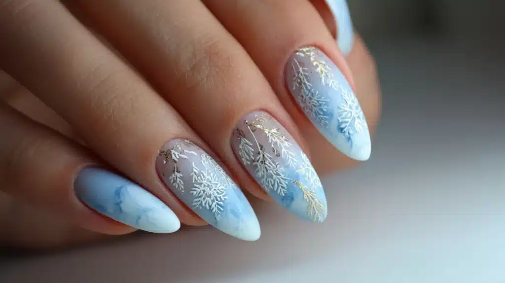 Pale Blue Winter Nails