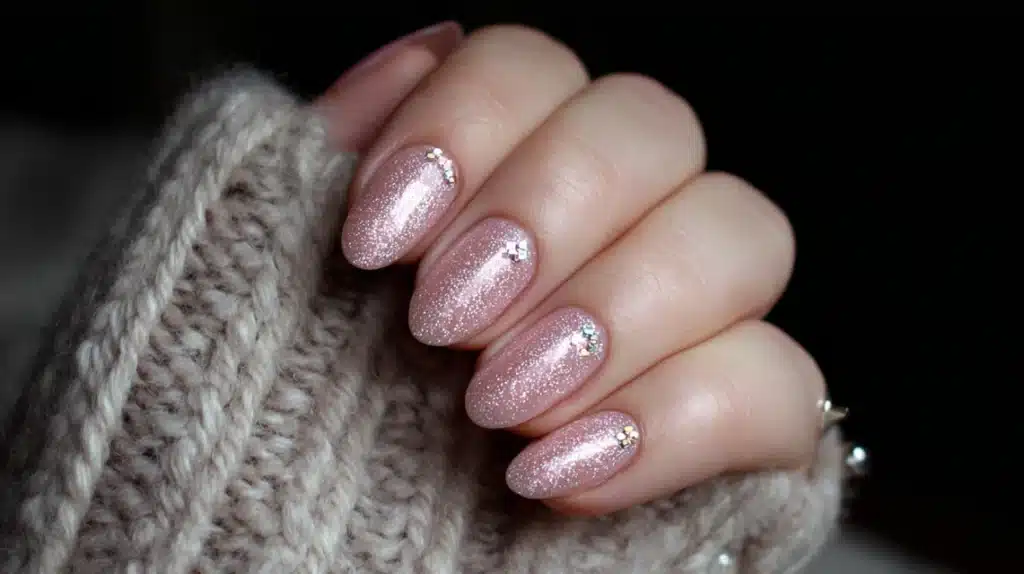 Light Holiday Nails in Pearl Blush