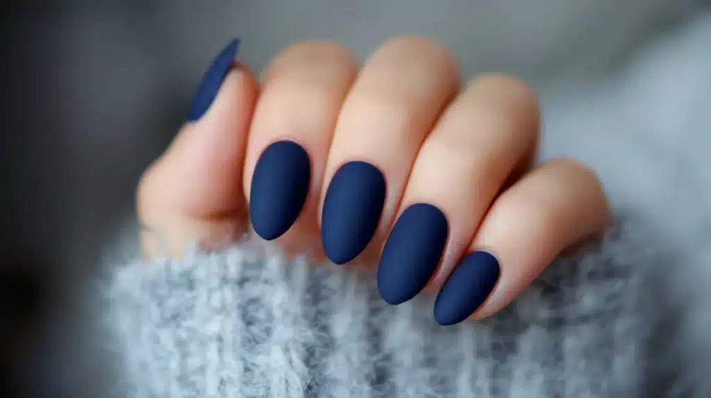Matte Navy Blue Nails