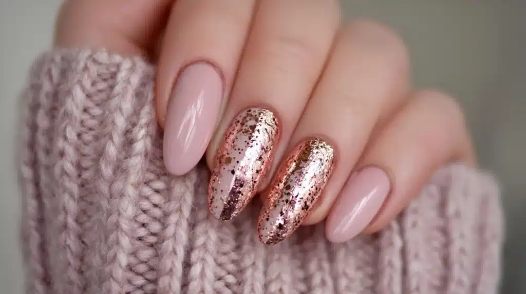 Rose Gold Accent Nails