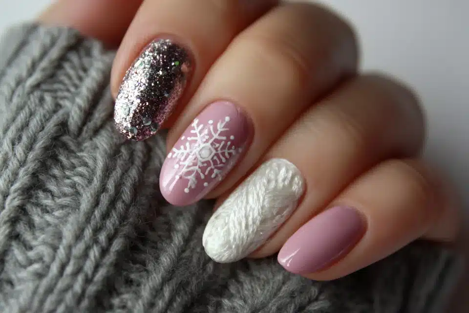 Winter Short Acrylic Nails
