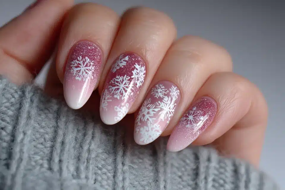 Snowflake Acrylic Nails Short