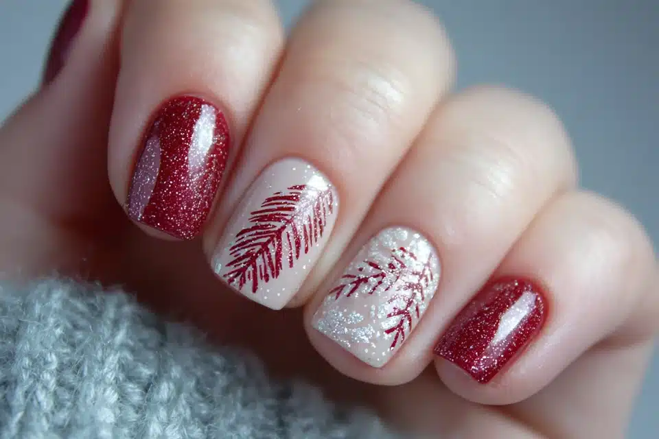 Simple Christmas Nails Winter Short Square