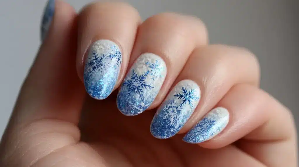Snow Glitter Nails