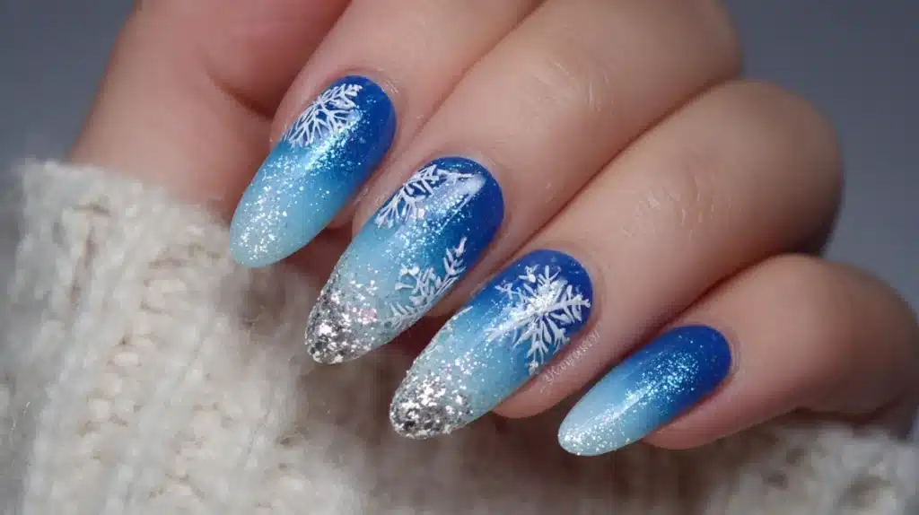 Blue Snow Nails