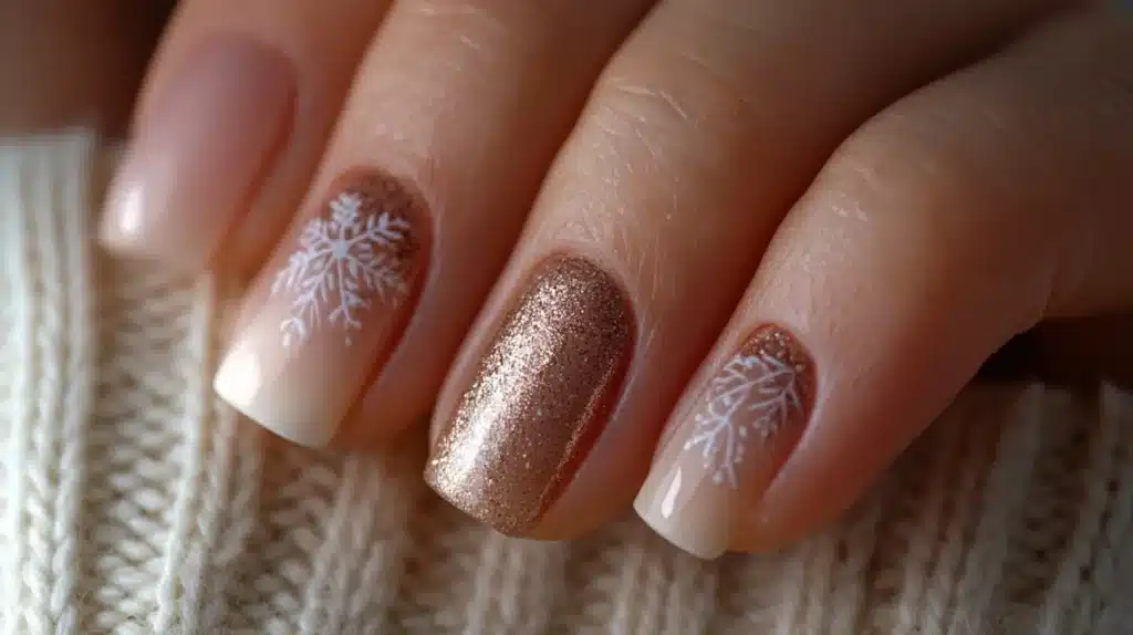 Neutral Holiday Nails Classy