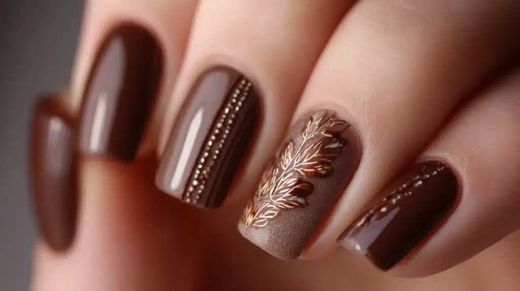 Fall Nail Art Designs That Shine with Cozy Brown Nails