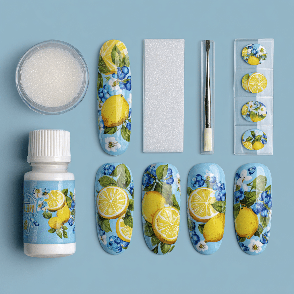 Press on Nail Set cozy blueberry lemonade