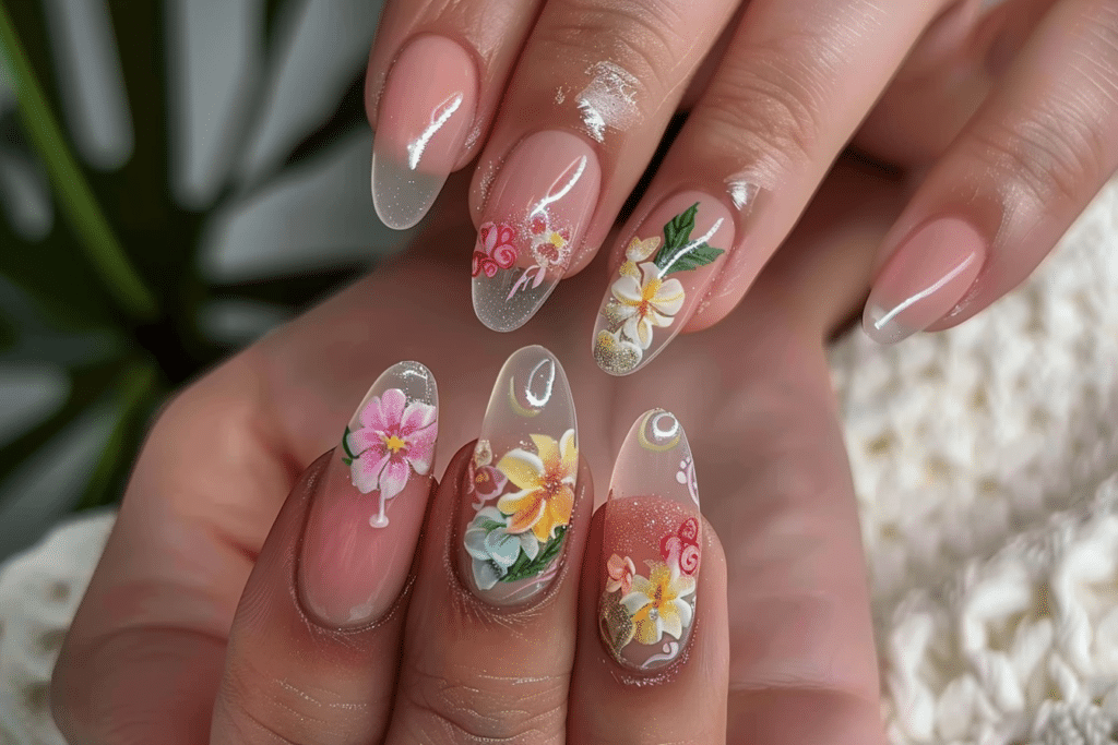 Girly Acrylic Cruise Nails: Cute Summer 3D Flower Nail Ideas