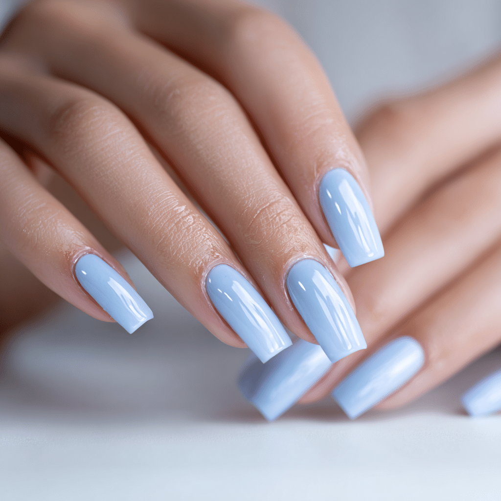 Final blue and white French nails