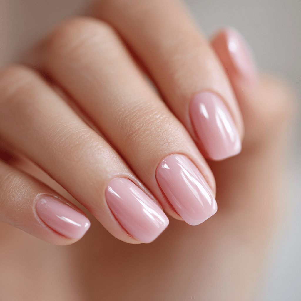 Complete French nail setup with tools laid out