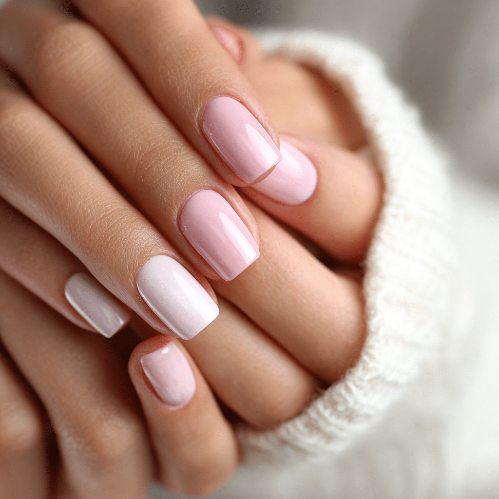 Sophisticated knitted-textured nails with beige base and shimmering rhinestones
