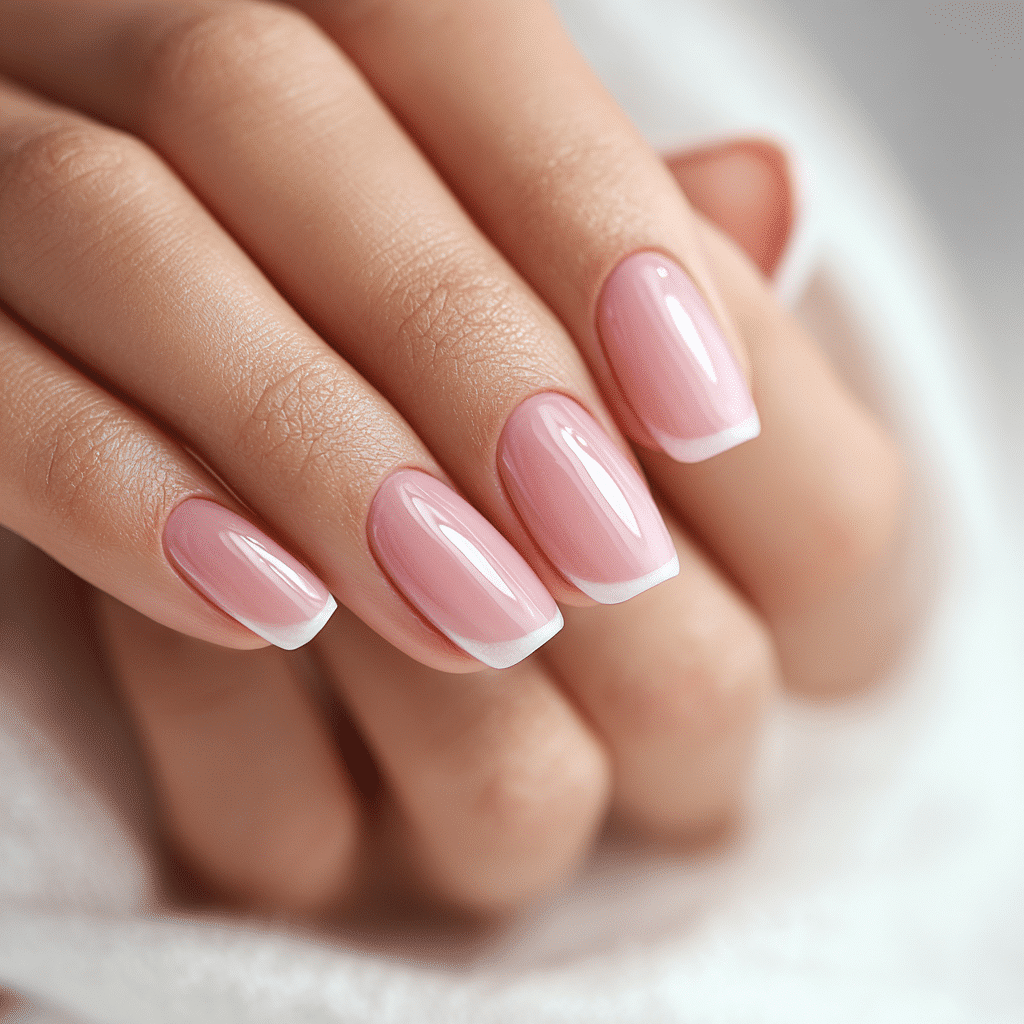 Colorful stripe French tip design example