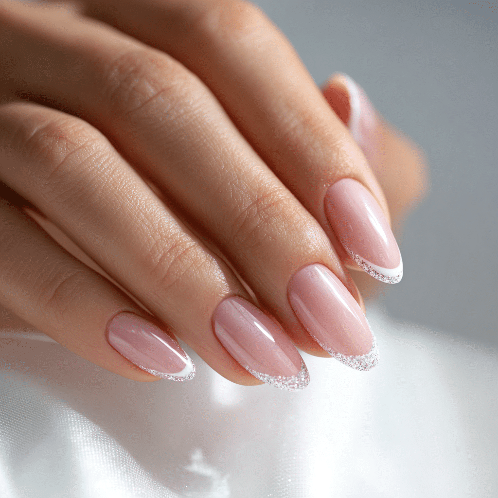 Applying white polish to create French tips