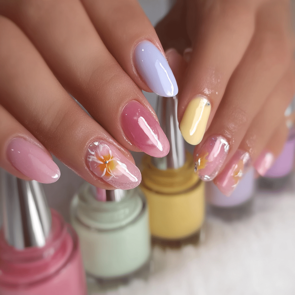 Vibrant Summer Nails in Coral and Lemon Yellow