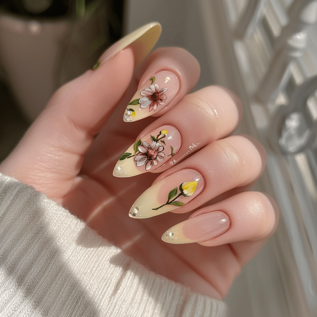 Floral Vine Accent Nails
