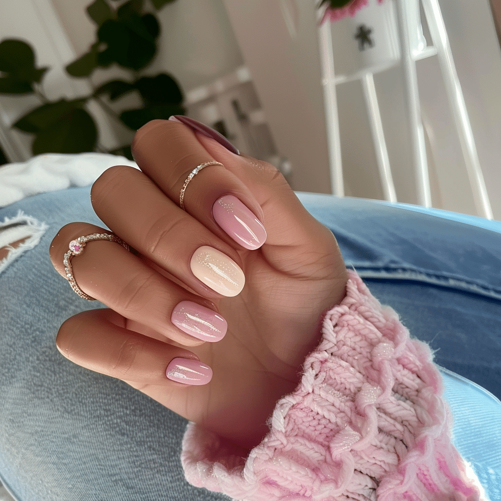 Cute Spring Break Nails with Pastel Florals and Butterflies