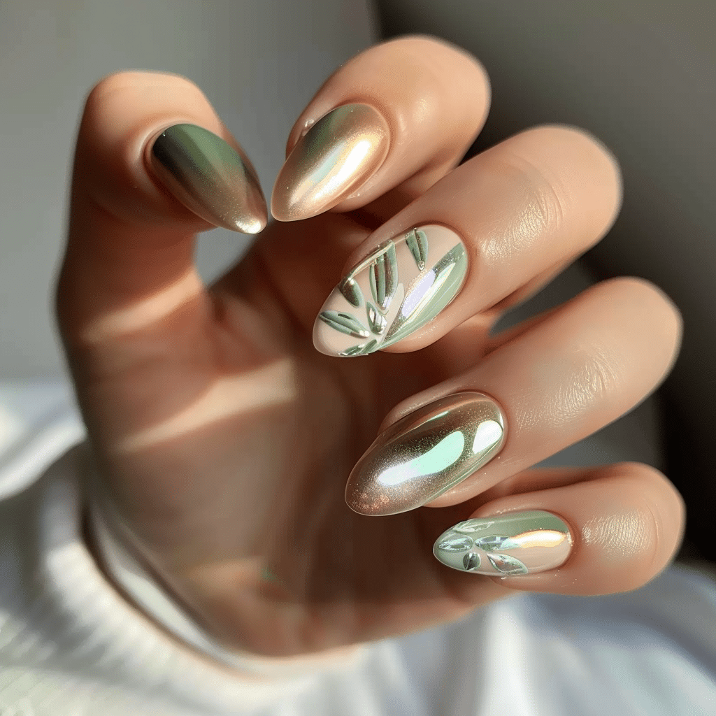 Chrome and pastel spring manicure inspiration